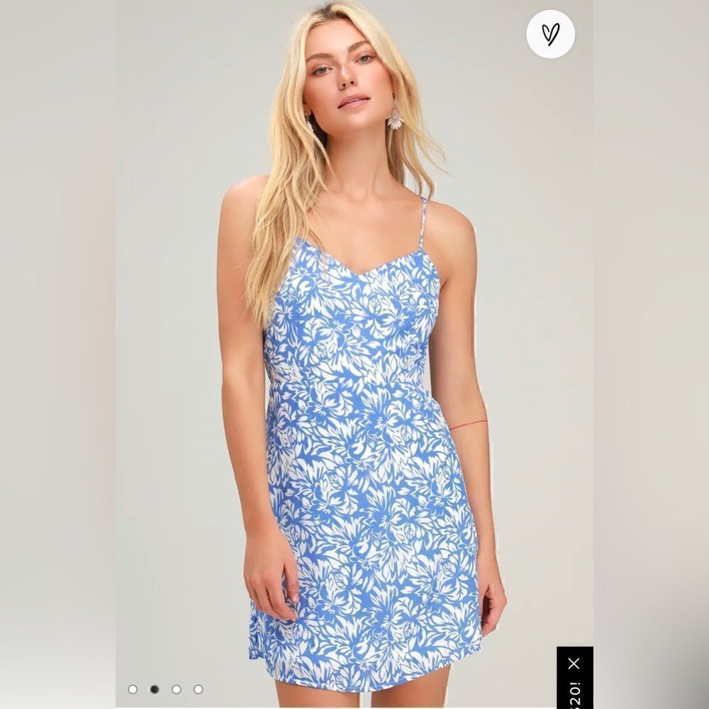 Lulus on the riviera floral print tie back mini dress